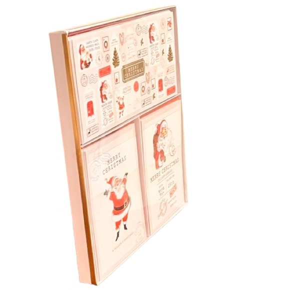 NWT- Punch Studios Set of 18 Retro Santa Christmas Card and Envelopes - Picture 3 of 8